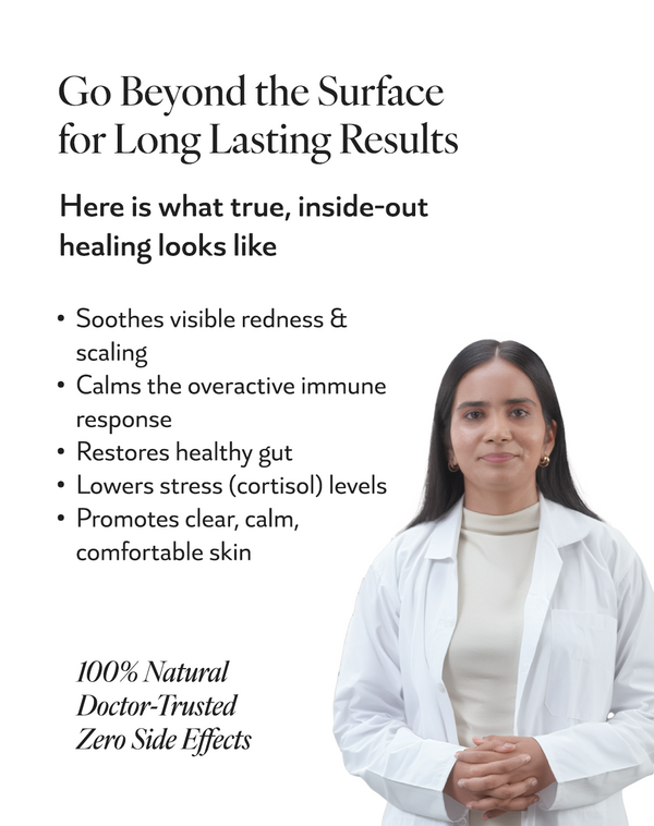 Psoriasis Care Pack | 3 Step Ayurvedic Healing for Calmer Skin and Stronger Immunity Bio Neuromodulation™ + Herbal Plant Elixir™ | Relief Within 30 Min Naturally from Inside Out Thumbnail