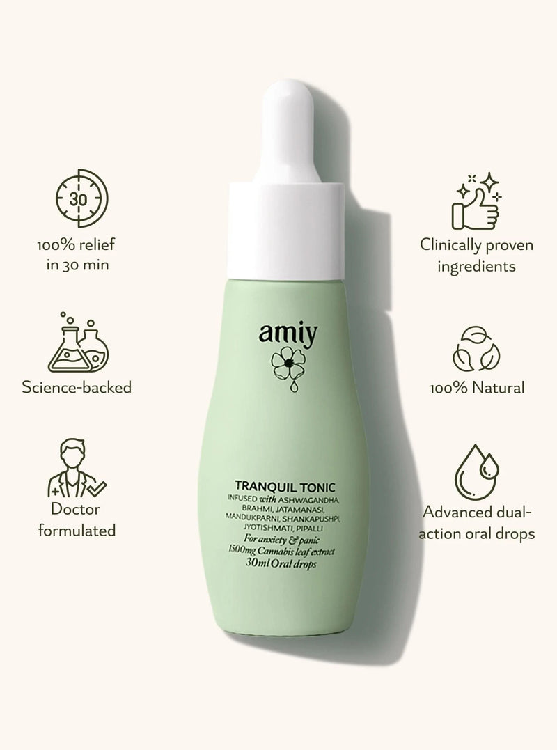 Tranquil Tonic: Natural oral drops for instant relief from anxiety, stress & worry.