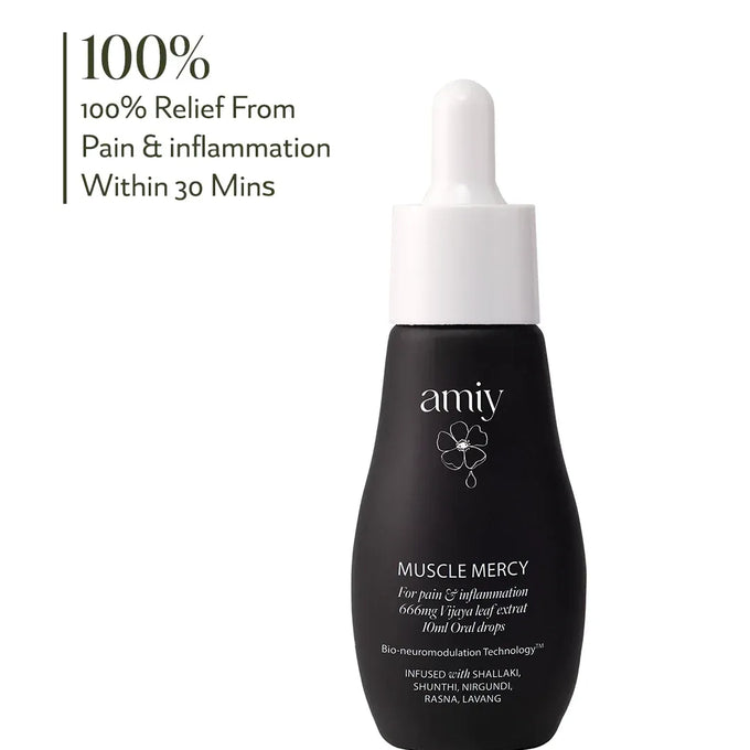 Muscle Mercy Mini dual-action oral drops for instant relief from muscle & joint pain, swelling