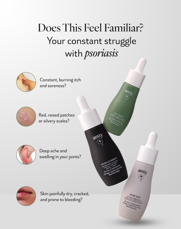 Psoriasis Care Pack mini | 3 Step Ayurvedic Healing For Calmer Skin And Stronger Immunity Bio Neuromodulation™ + Herbal Plant Elixir™ | Relief Within 30 Min Naturally From Inside Out